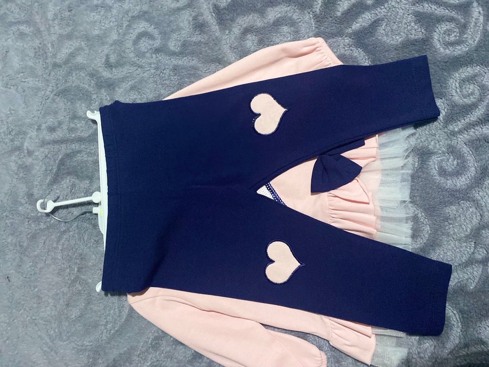 Pembe Fırfırlı Uzun Kollu Bebek Kız Takımı - Görsel 3