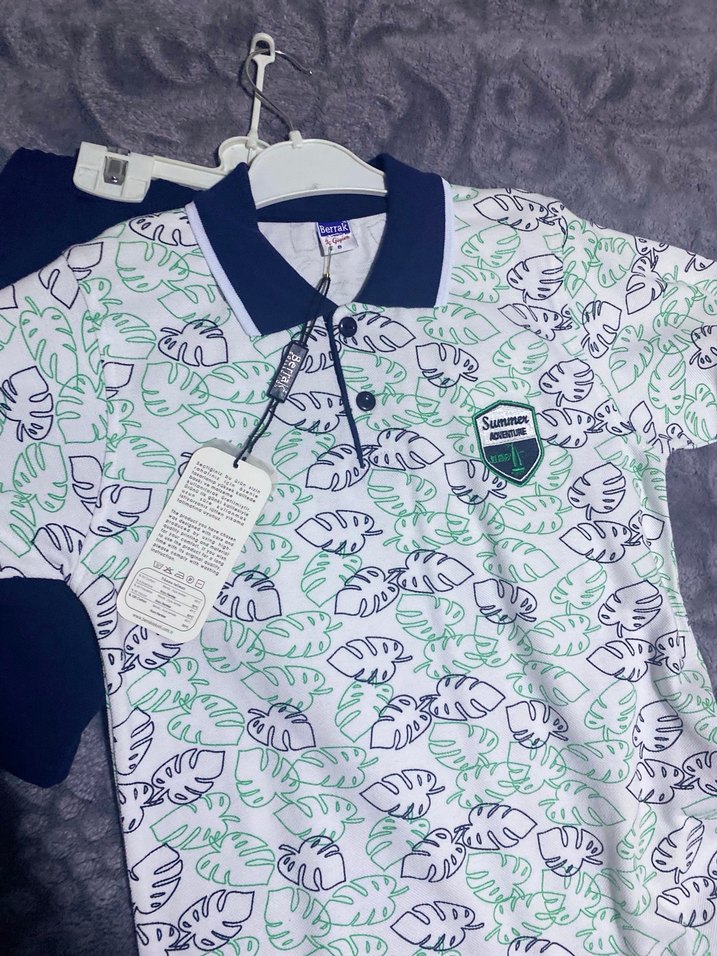 Renkli Desenli Erkek çoçuk  Polo Tişört - Görsel 3