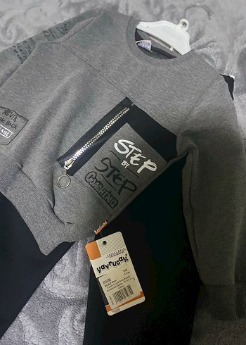 Gri Fermuarlı Baskılı Bebek Erkek Takımı - Görsel 2