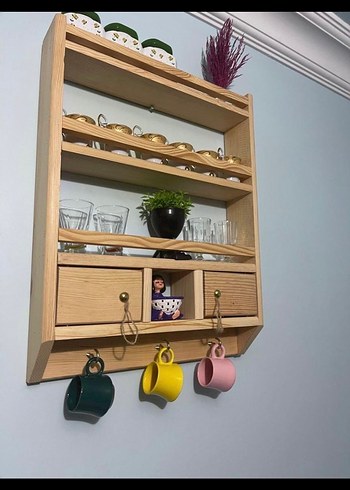 Bej Renkli Ahşap Duvar Rafı - Görsel 3