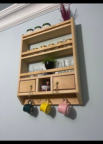 Bej Renkli Ahşap Duvar Rafı - Görsel 2