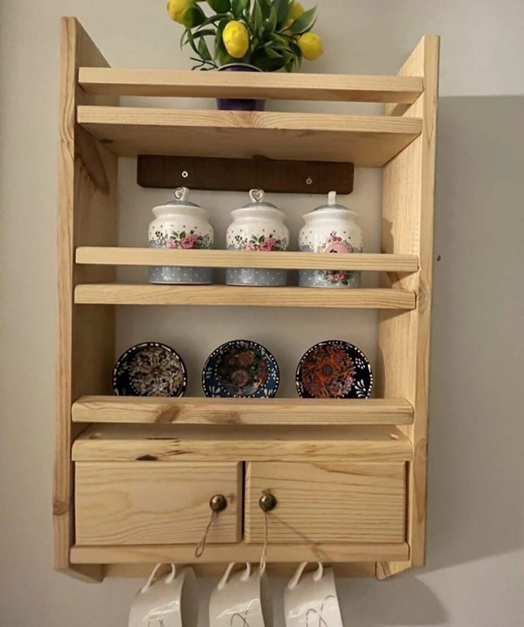 Ahşap Duvar Rafı ve Askılık - Görsel 2