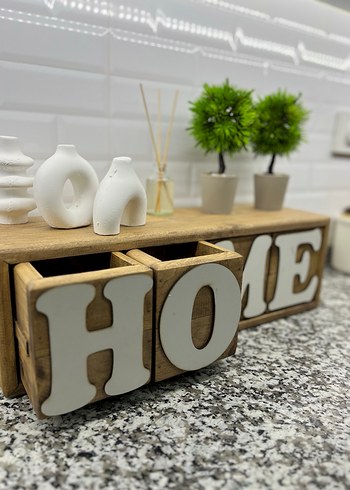 Ahşap Üzeri HOME Yazılı Dekoratif Obje - Görsel 4