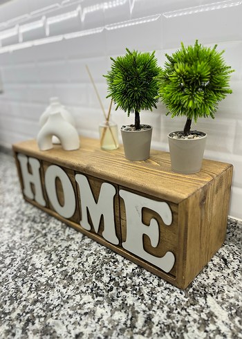 Ahşap Üzeri HOME Yazılı Dekoratif Obje - Görsel 2