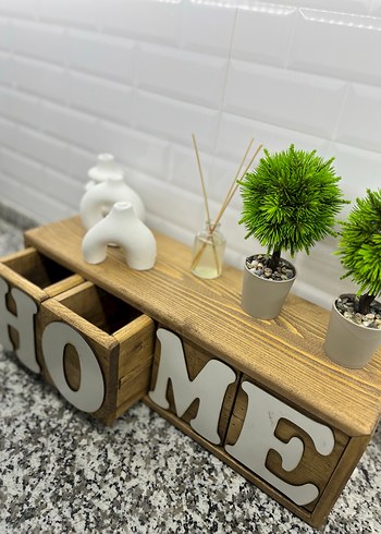 Ahşap Üzeri HOME Yazılı Dekoratif Obje - Görsel 3