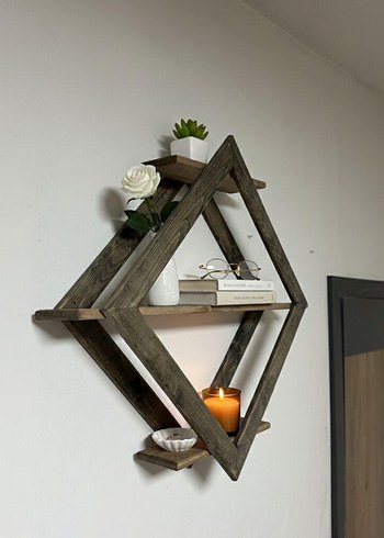 Kare Ahşap Duvar Rafı - Görsel 2