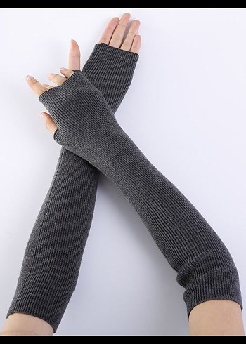 Trendy Gri Örme Kadın Eldivenleri - Görsel 2