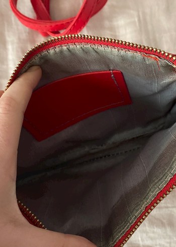 Kırmızı Deri Kadın Çanta Fermuarlı - Görsel 2