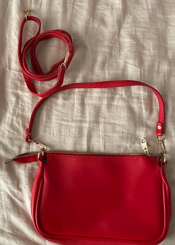 Kırmızı Deri Kadın Çanta Fermuarlı - Görsel 3