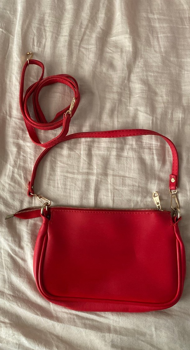 Kırmızı Deri Kadın Çanta Fermuarlı - Görsel 3