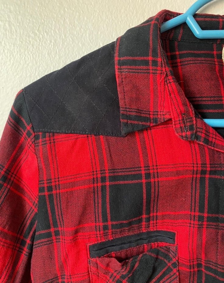 Kırmızı Ekose Kadın Gömlek - Görsel 4