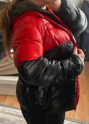 Adidas Kırmızı-Siyah Fermuarlı Kadın Kış Montu - Görsel 4