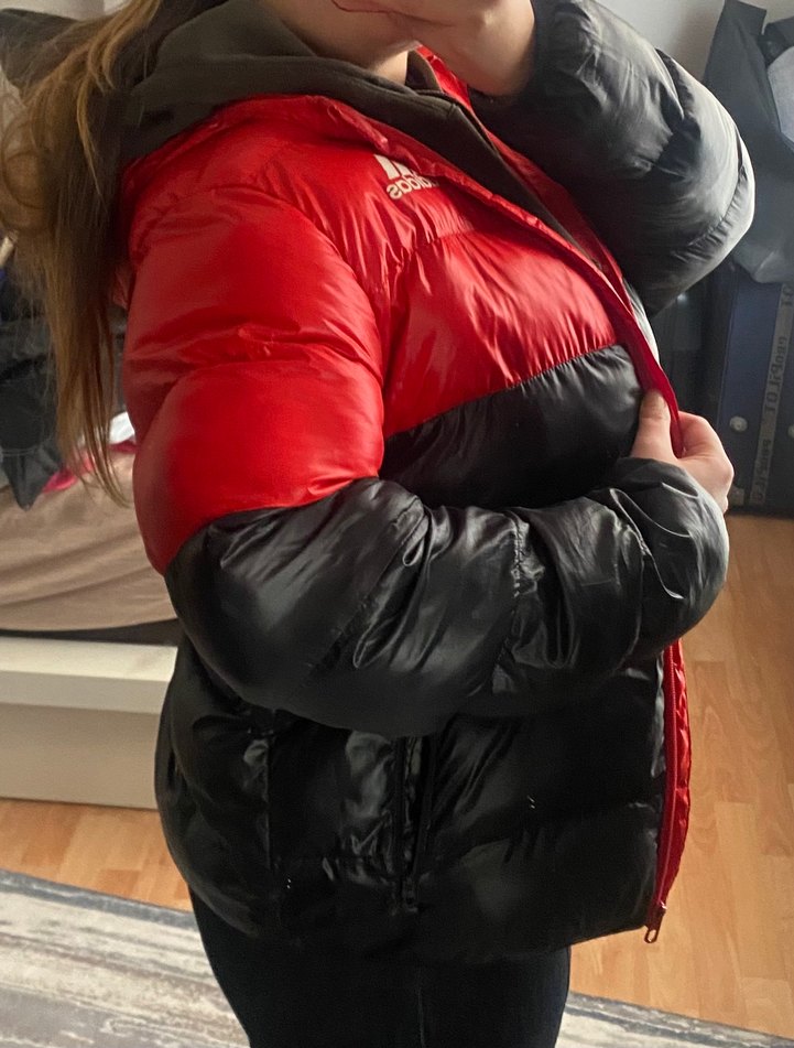 Adidas Kırmızı-Siyah Fermuarlı Kadın Kış Montu - Görsel 4