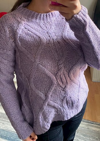 Bohem Stil Mor Örgü Kadın Kazak - Görsel 2