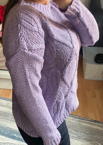 Bohem Stil Mor Örgü Kadın Kazak - Görsel 3