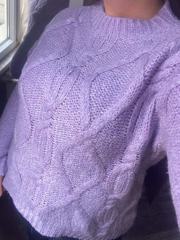 Bohem Stil Mor Örgü Kadın Kazak - Görsel 4