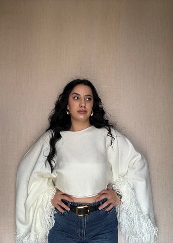 TRİKO KOLLARI VOLANLI BLUZ - Görsel 12