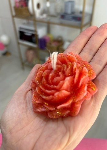 2 ADET EL BOYAMASI YALDIZLI SİMLİ Çiçek Şeklinde MUM - Görsel 2