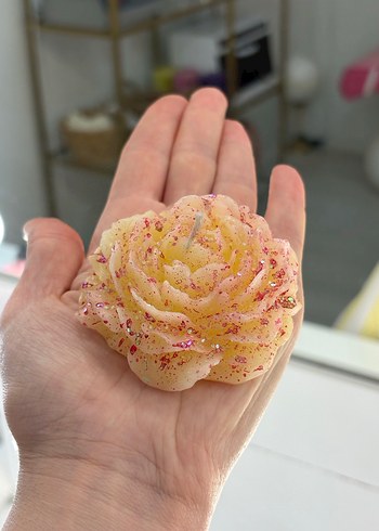 2 ADET EL BOYAMASI YALDIZLI SİMLİ Çiçek Şeklinde MUM - Görsel 10