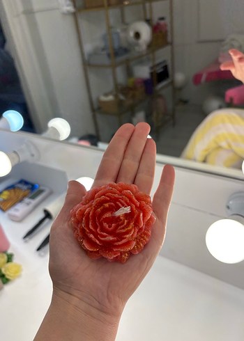 2 ADET EL BOYAMASI YALDIZLI SİMLİ Çiçek Şeklinde MUM - Görsel 5