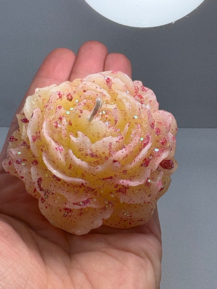 2 ADET EL BOYAMASI YALDIZLI SİMLİ Çiçek Şeklinde MUM - Görsel 4