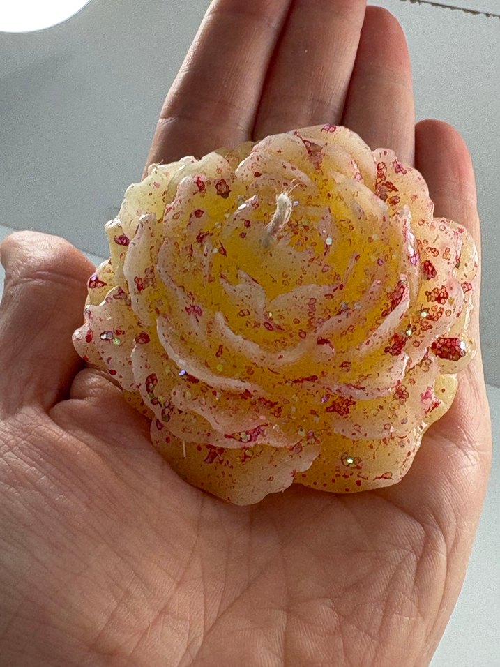 2 ADET EL BOYAMASI YALDIZLI SİMLİ Çiçek Şeklinde MUM - Görsel 3