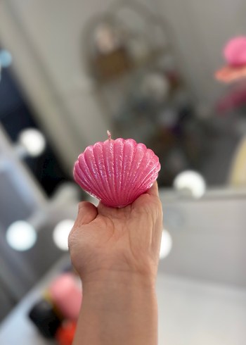 Pembe İSTİRİDYE Deniz Kabuğu Şekilli Mum - Görsel 2
