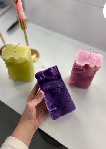 Renkli Heykel Yüz Mum - Görsel 5