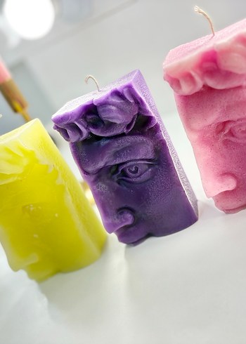 Renkli Heykel Yüz Mum - Görsel 2