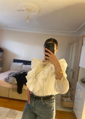 EKRU VOLANLI GÖMLEK - Görsel 4