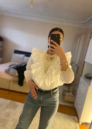 EKRU VOLANLI GÖMLEK - Görsel 3