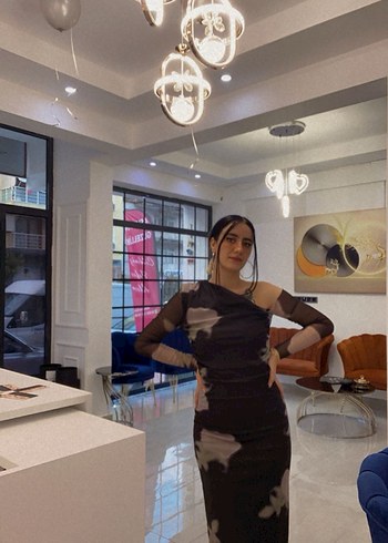 TÜL ASİMETRİK DETAY ELBİSE - Görsel 2