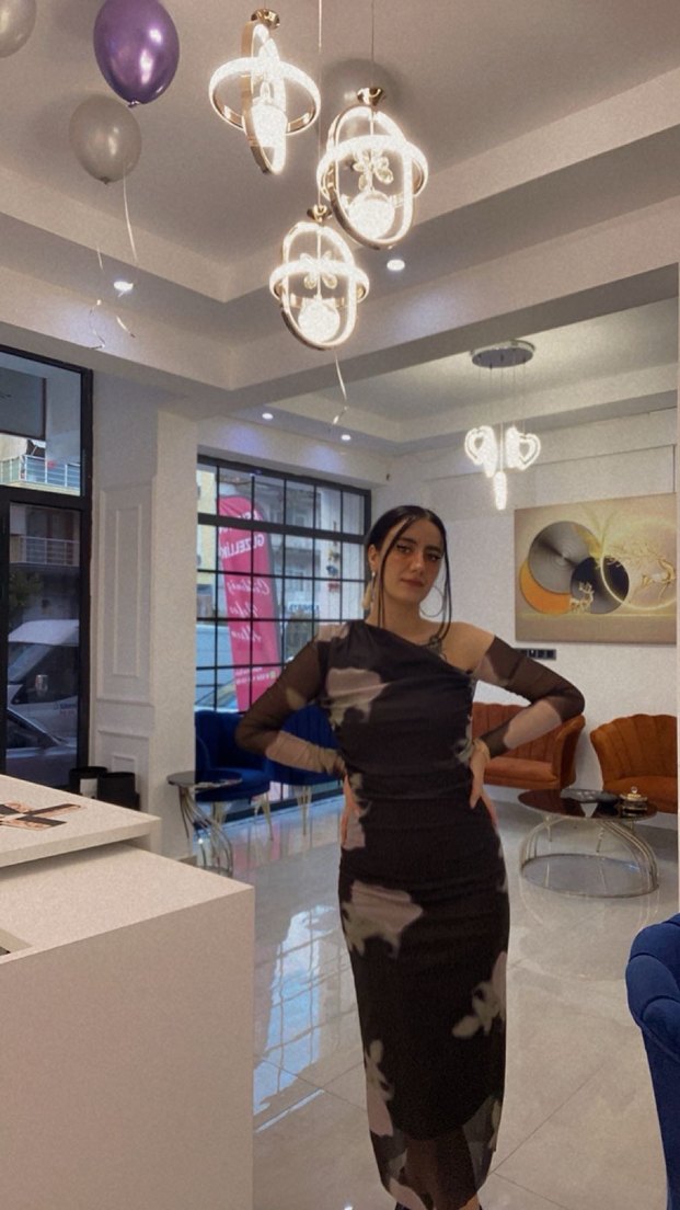 TÜL ASİMETRİK DETAY ELBİSE - Görsel 2