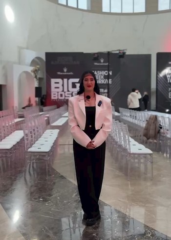 Ekru Uzun Kollu VATKALI Kadın Blazer Ceket - Görsel 9