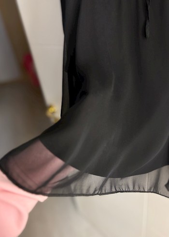 SİYAH ŞİFON KISA ELBİSE - Görsel 6