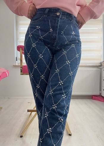 TAŞ Detaylı  Kadın yüksekbel MOM Jean - Görsel 3