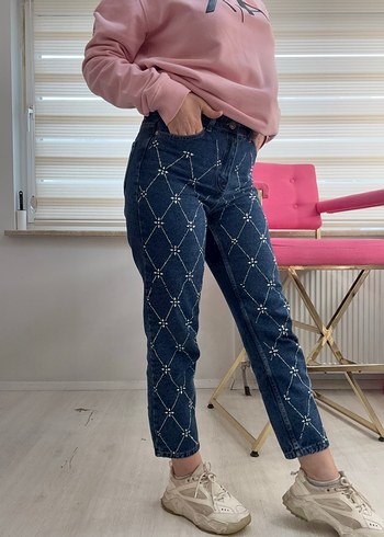 TAŞ Detaylı  Kadın yüksekbel MOM Jean - Görsel 2