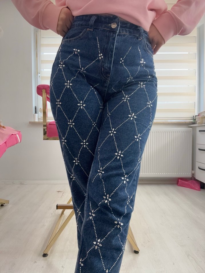 TAŞ Detaylı  Kadın yüksekbel MOM Jean - Görsel 3