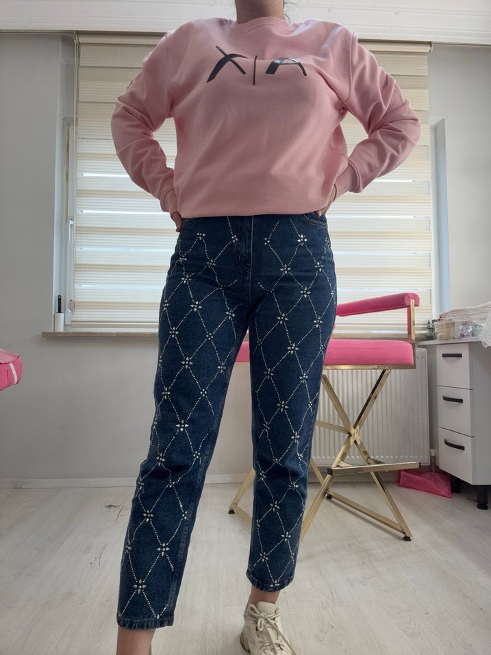 TAŞ Detaylı  Kadın yüksekbel MOM Jean - Görsel 5