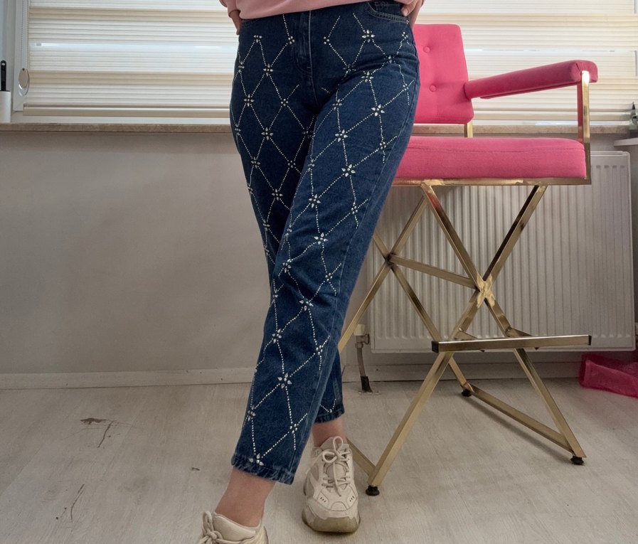 TAŞ Detaylı  Kadın yüksekbel MOM Jean - Görsel 4