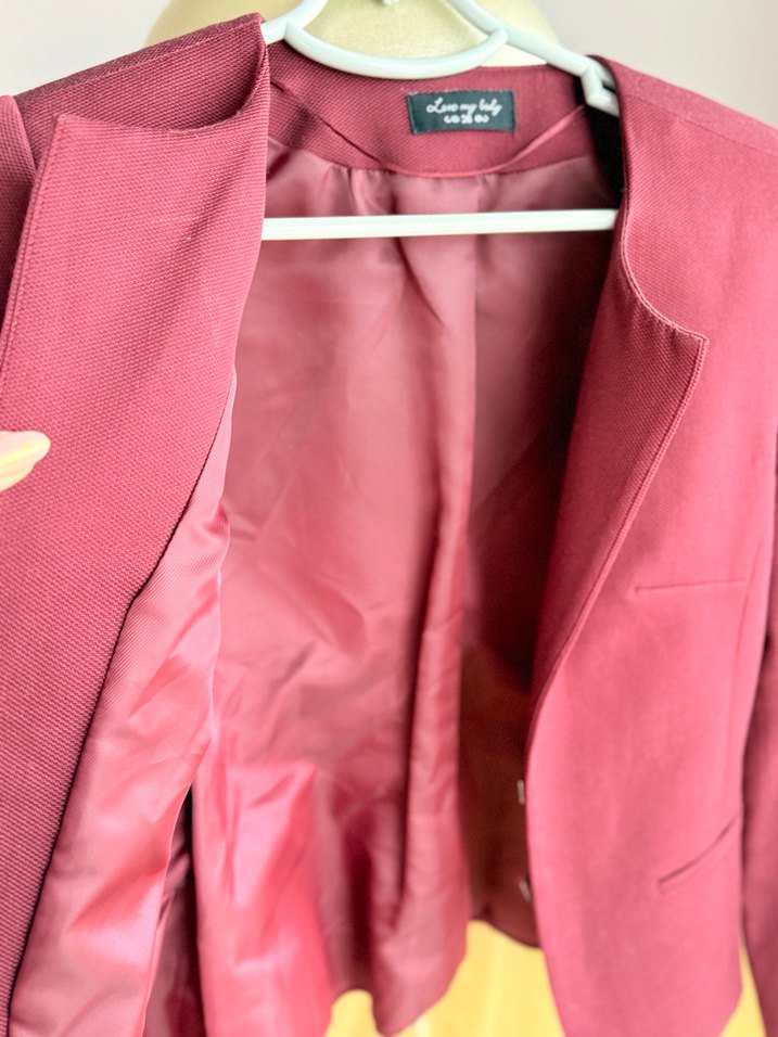 ADL S Beden Bordo Dokuma Ceket - Görsel 2