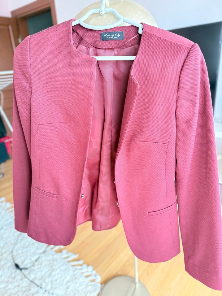 ADL S Beden Bordo Dokuma Ceket - Görsel 3