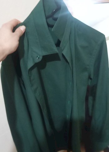 Düğmeli Koyu Yeşil Erkek Gömlek - Görsel 2