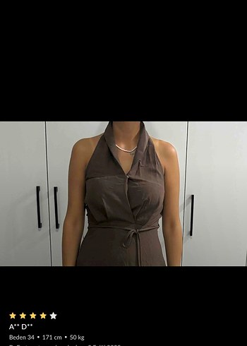 Uzun Kahverengi Dökümlü Kadın Elbise - Görsel 4