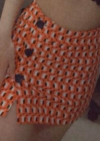 Düğmeli Retro Desenli Mini Etek - Görsel 3