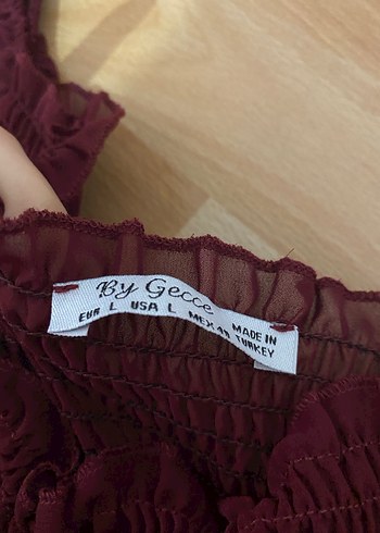 Bordo Bohem Uzun Kollu Fırfırlı Bluz - Görsel 3