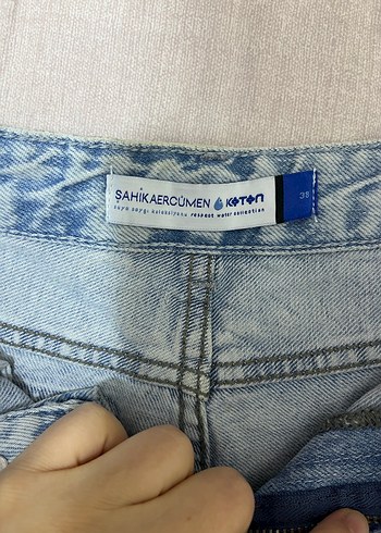 Mini kot şort - Görsel 4