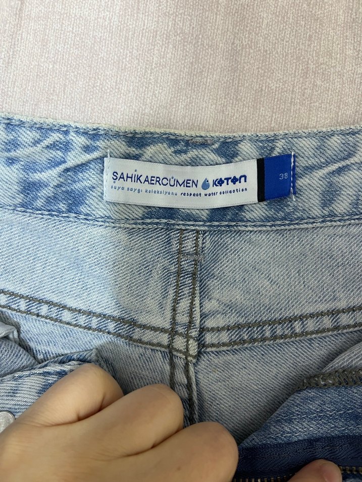 Mini kot şort - Görsel 4