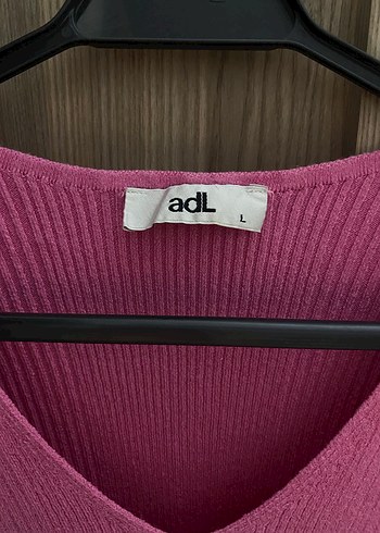 Pembe V Yaka Triko Kadın suveter - Görsel 2