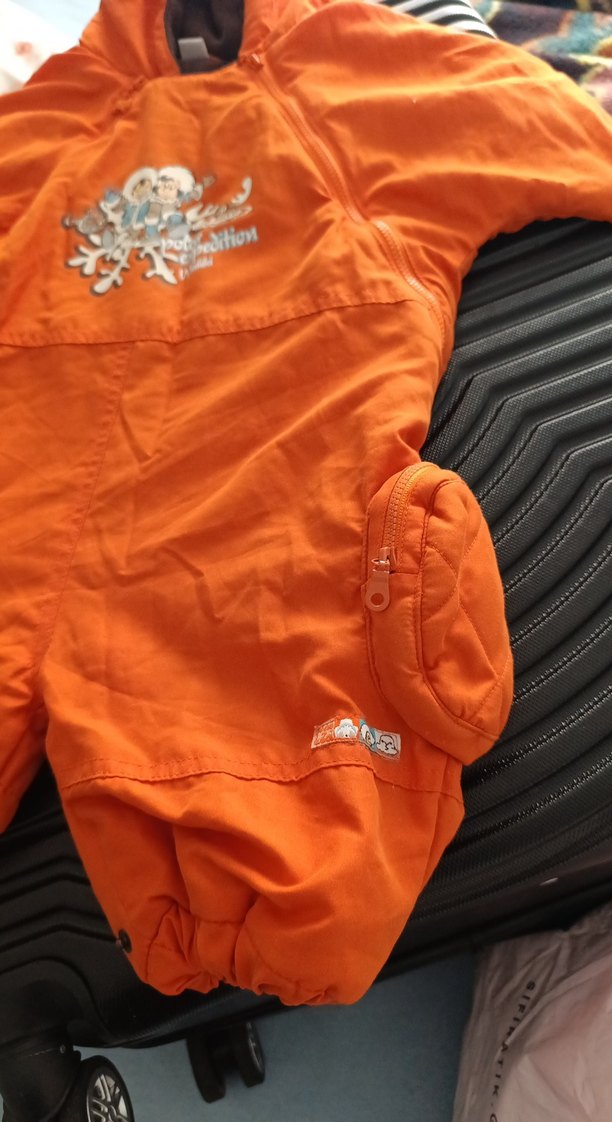 Kızak Desenli Turuncu Bebek Montu - Görsel 2